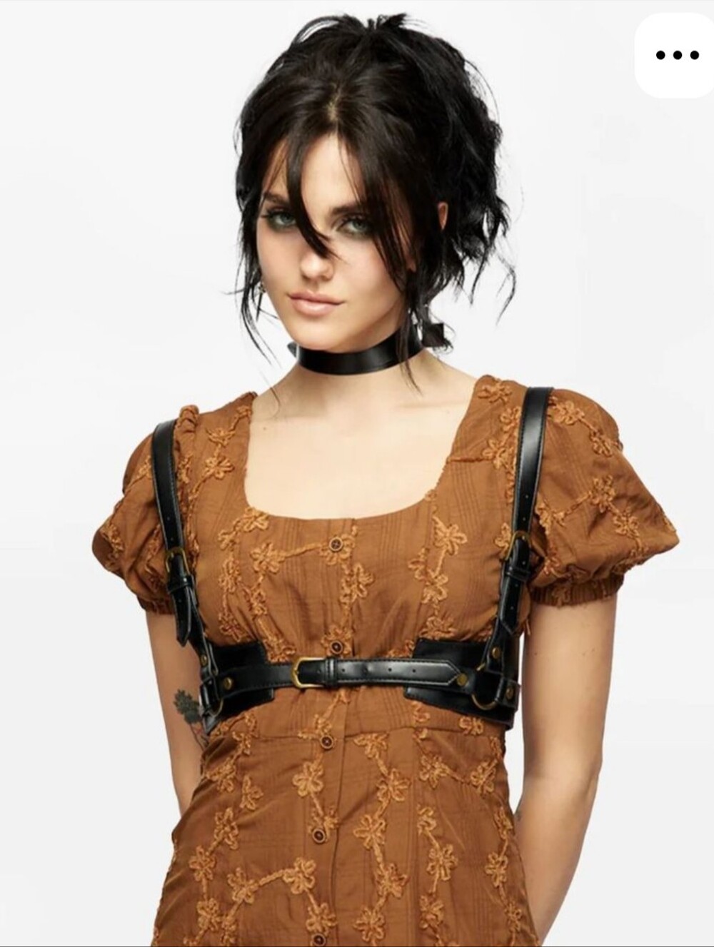 Maeve Western Brass Harness Black Leather Belt Size M/L
